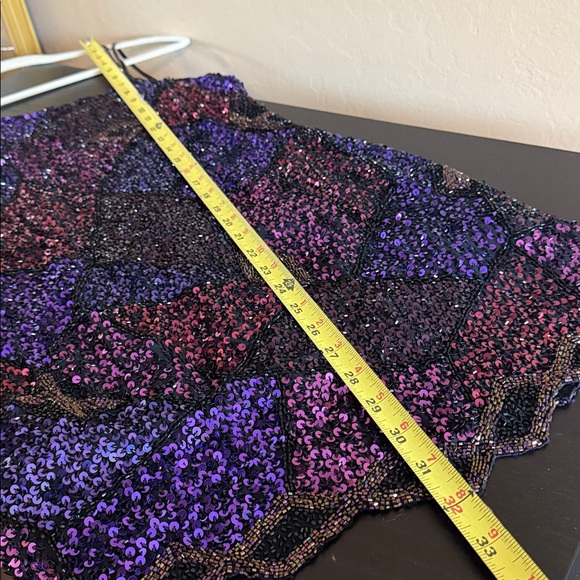 Vintage Black Tie Oleg Cassini Shades of Purple & Black Sequin Mini Dress 4 - Picture 14 of 17